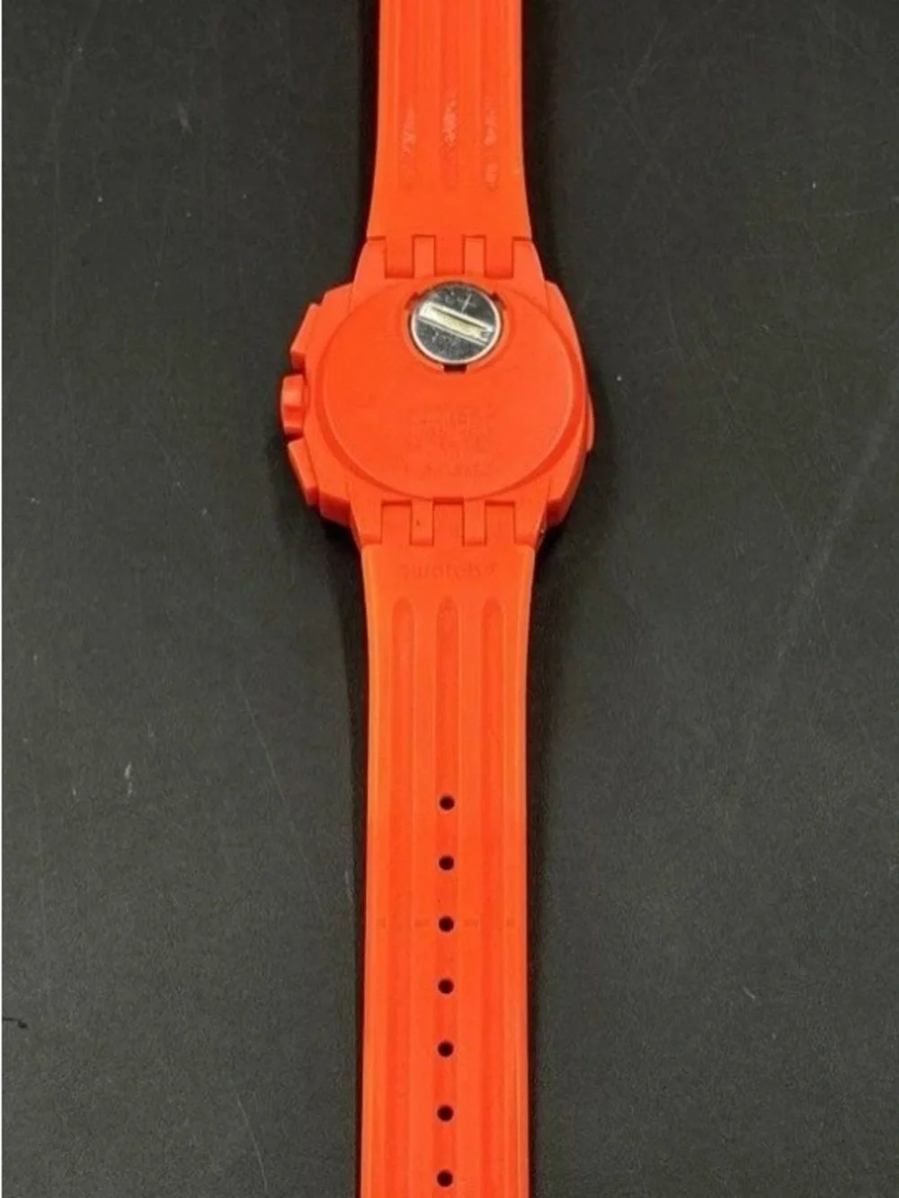 Swatch Orange-Red Silicone Chronograph Watch
